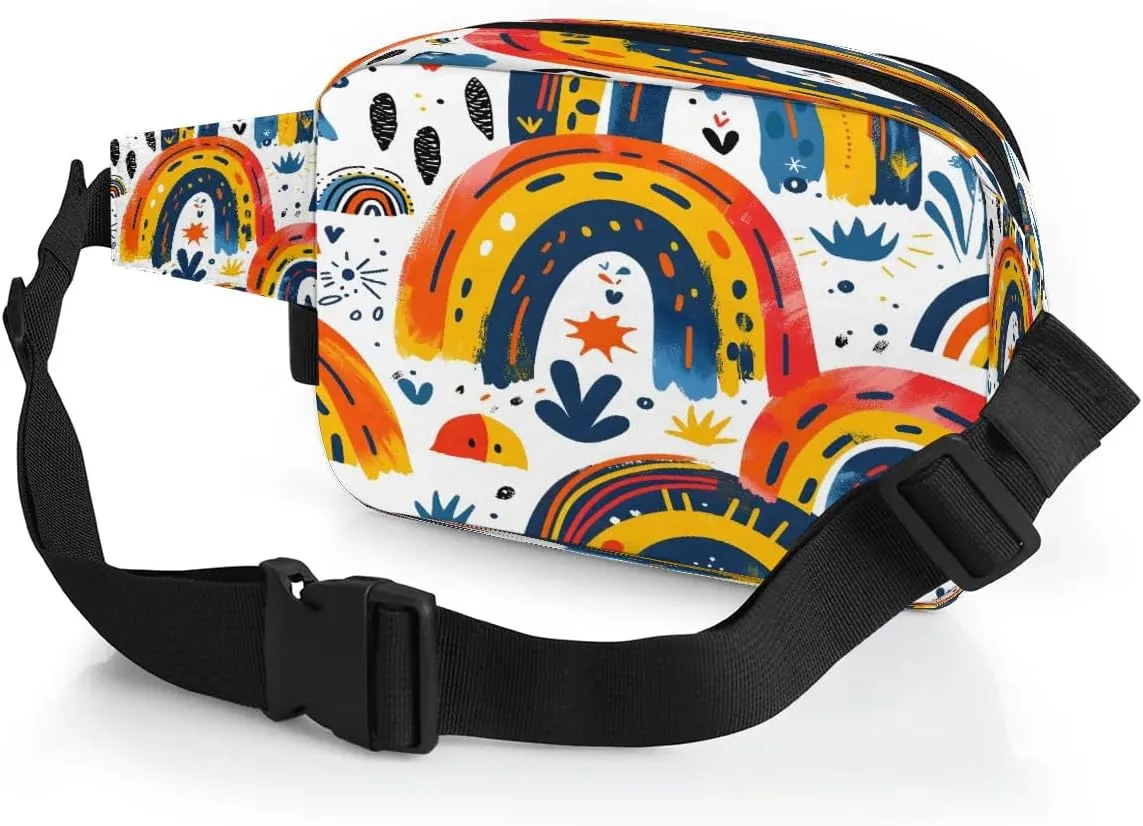 Abstraction Rainbow Pattern Fanny Packs for Women Men Waterproof Waist Bag with Adjustable Strap Belt Bag for Travel Running Hiking