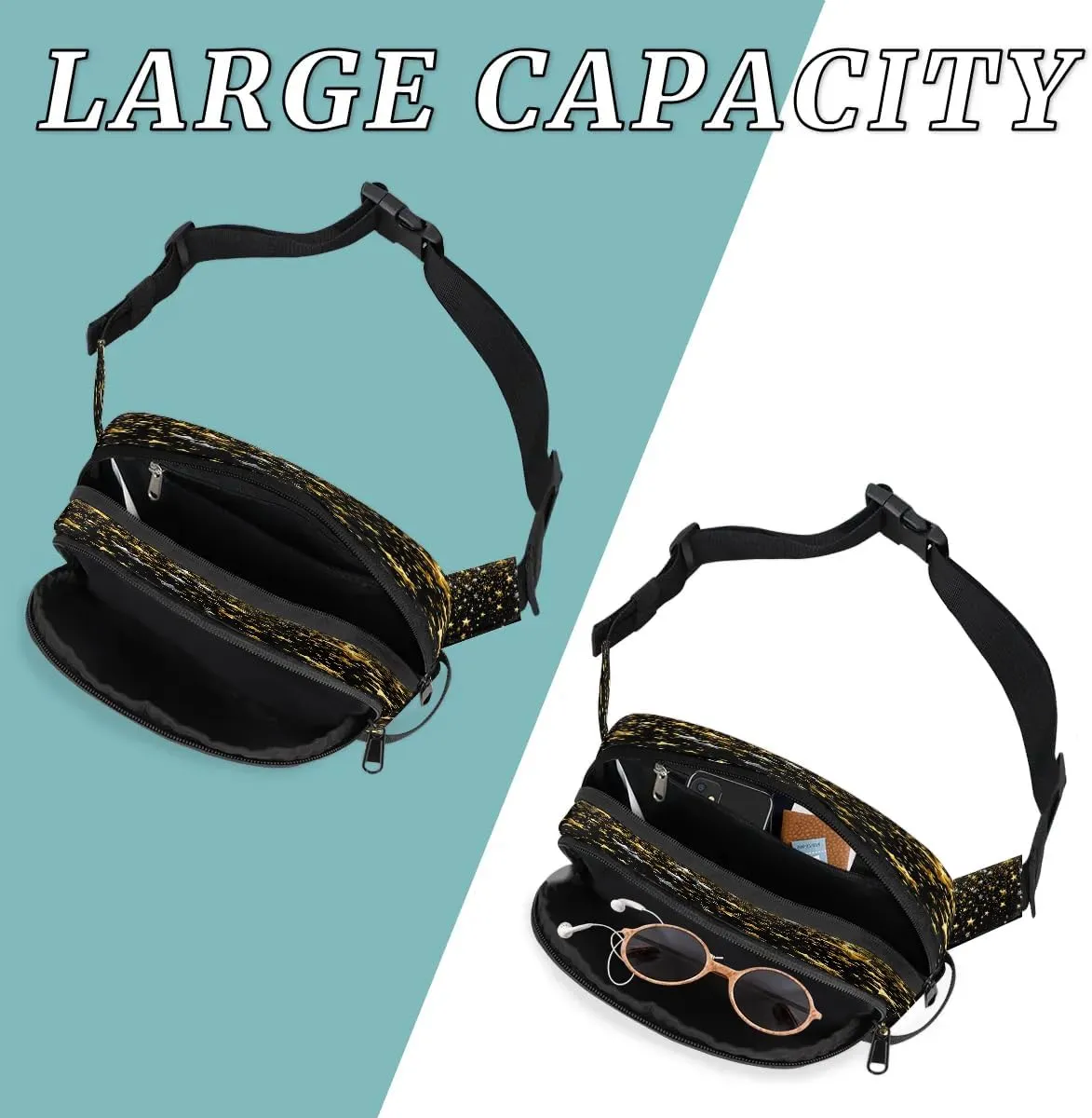 Abstraction Retro Stars Pattern Fanny Packs for Women Men Waterproof Waist Bag with Adjustable Strap Belt Bag for Travel Running Hiking