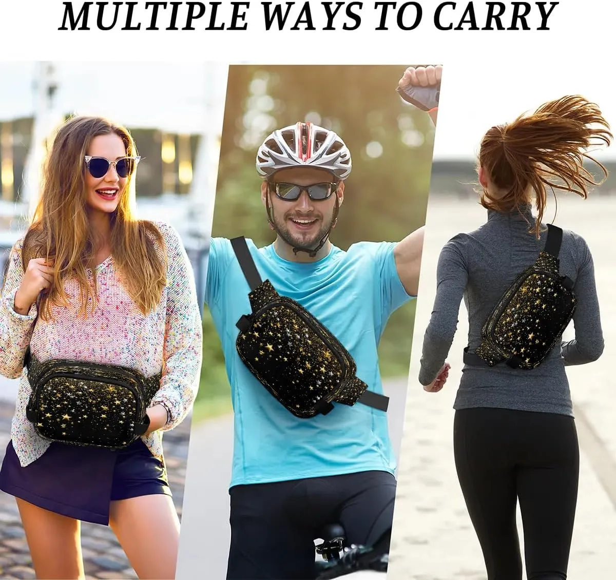 Abstraction Retro Stars Pattern Fanny Packs for Women Men Waterproof Waist Bag with Adjustable Strap Belt Bag for Travel Running Hiking