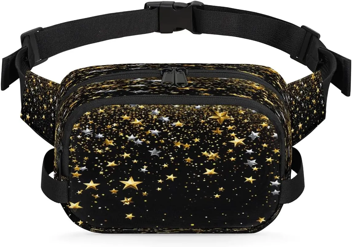 Abstraction Retro Stars Pattern Fanny Packs for Women Men Waterproof Waist Bag with Adjustable Strap Belt Bag for Travel Running Hiking