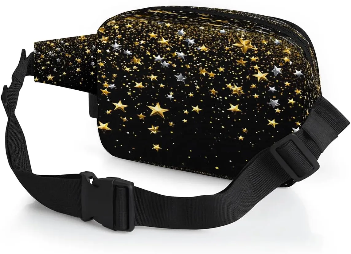 Abstraction Retro Stars Pattern Fanny Packs for Women Men Waterproof Waist Bag with Adjustable Strap Belt Bag for Travel Running Hiking