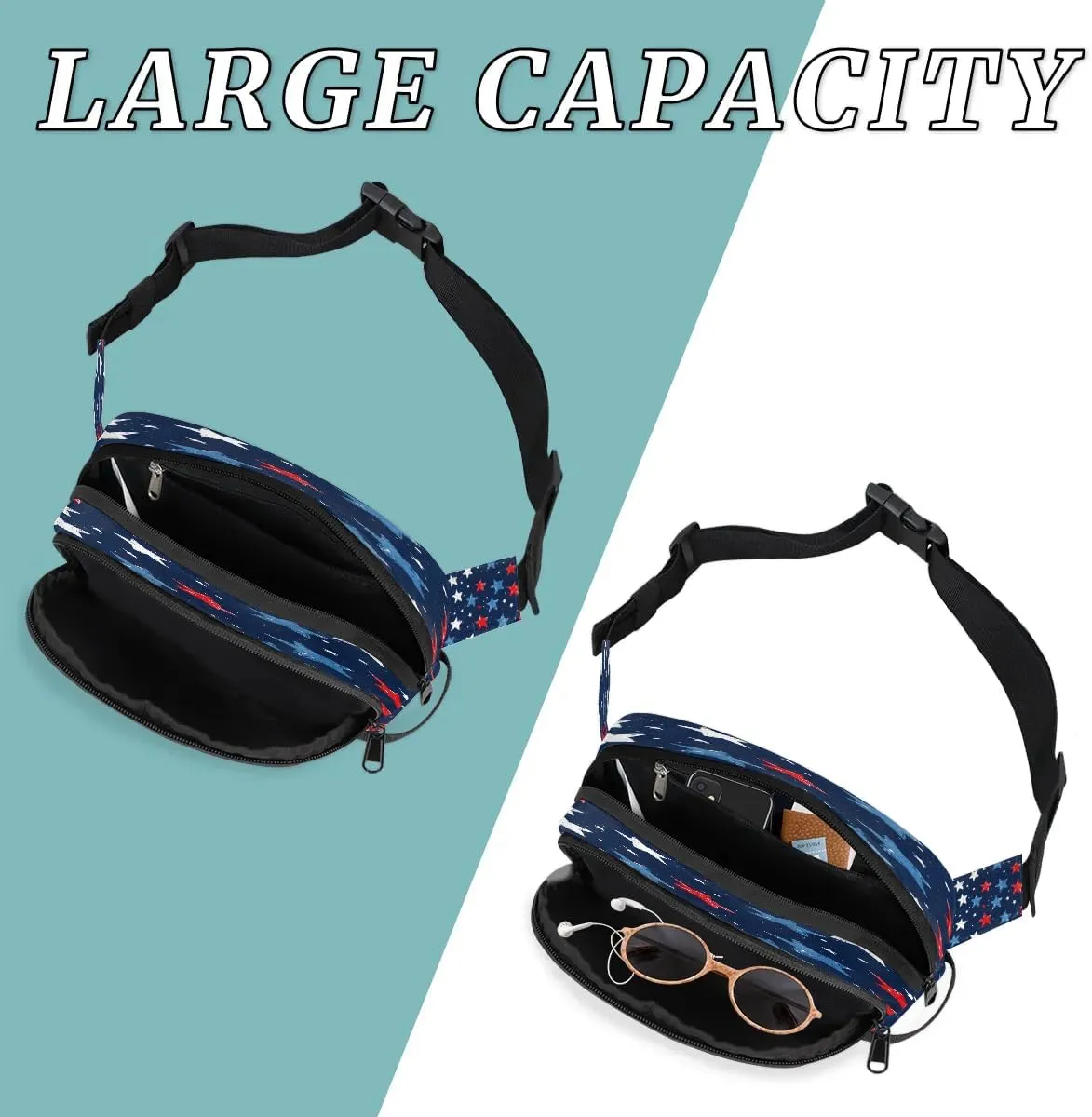 Abstraction Retro Stars Print Fanny Packs for Women Men Waterproof Waist Bag with Adjustable Strap Belt Bag for Travel Running Hiking