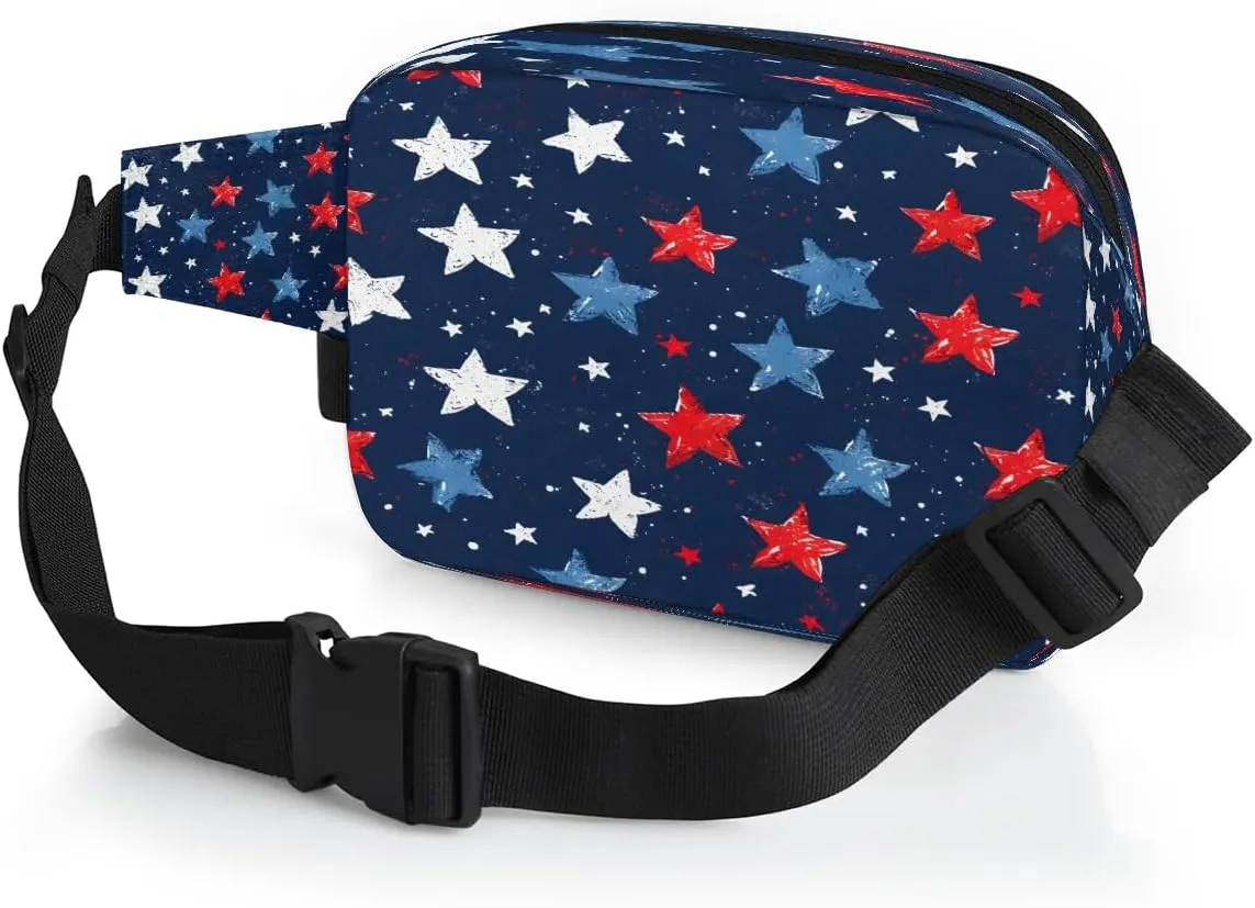 Abstraction Retro Stars Print Fanny Packs for Women Men Waterproof Waist Bag with Adjustable Strap Belt Bag for Travel Running Hiking