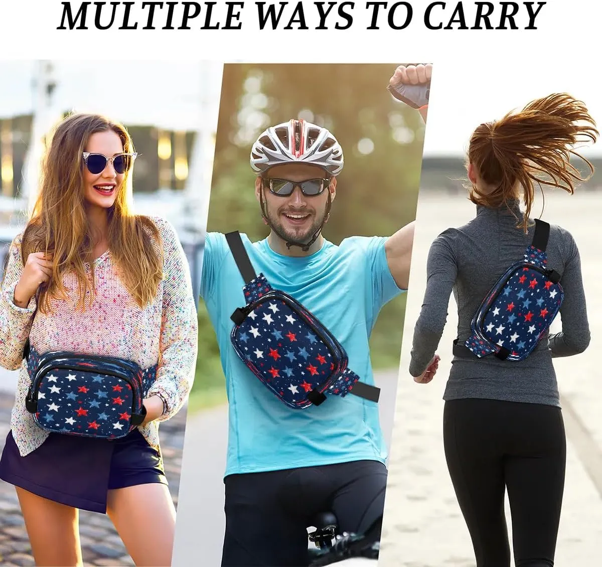 Abstraction Retro Stars Print Fanny Packs for Women Men Waterproof Waist Bag with Adjustable Strap Belt Bag for Travel Running Hiking