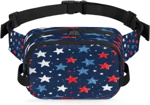 Abstraction Retro Stars Print Fanny Packs for Women Men Waterproof Waist Bag with Adjustable Strap Belt Bag for Travel Running Hiking