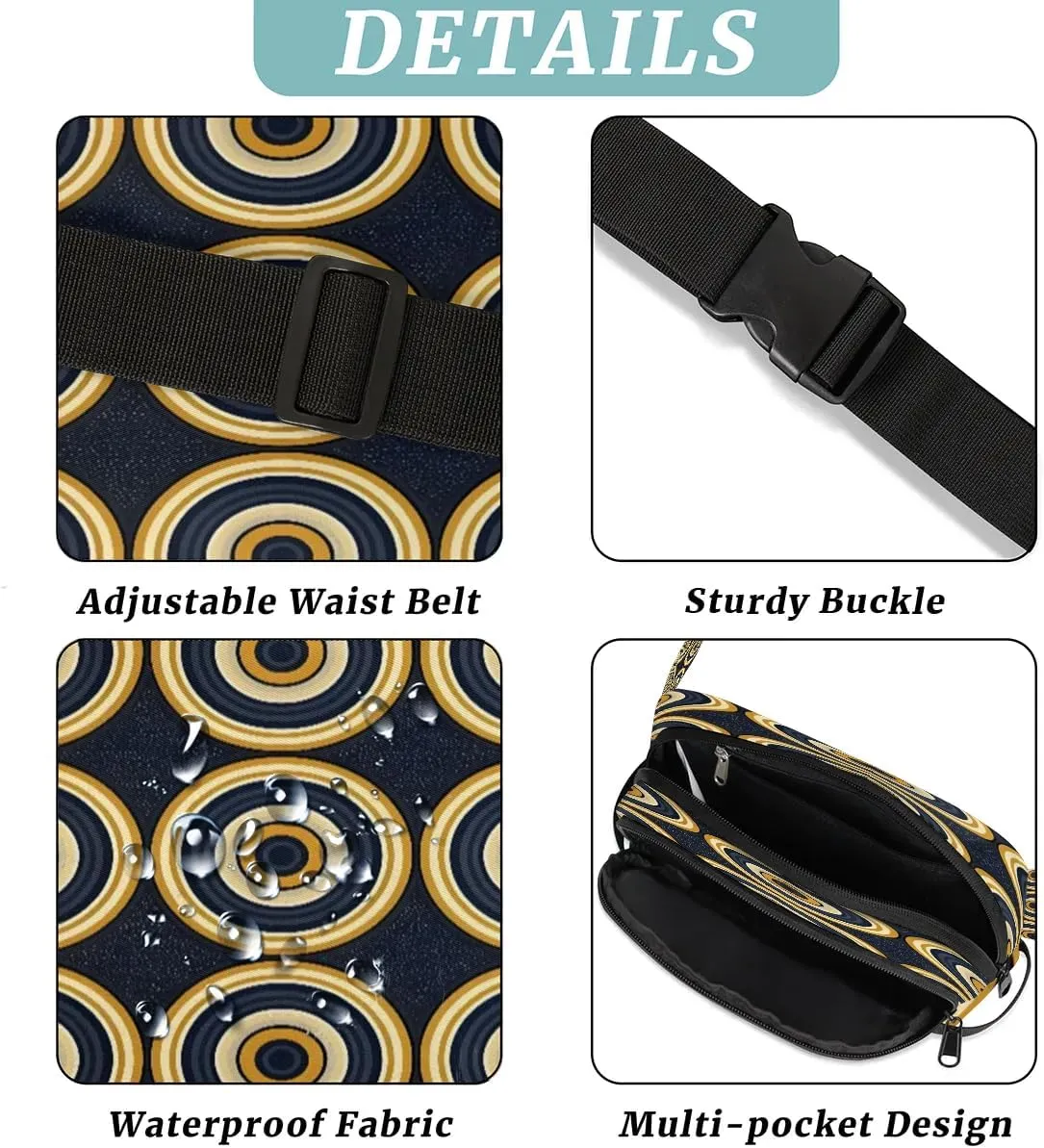 Abstraction Texture Cute Patterns Fanny Packs for Women Men Waterproof Waist Bag with Adjustable Strap Belt Bag for Travel Running Hiking