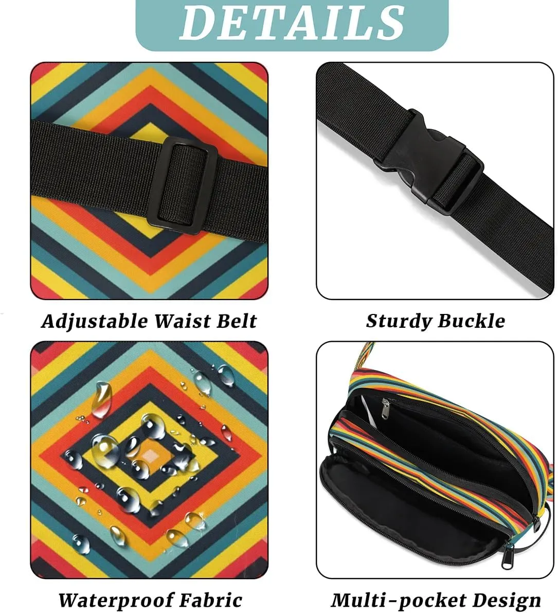 Abstraction Texture Fanny Printing Fanny Packs for Women Men Waterproof Waist Bag with Adjustable Strap Belt Bag for Travel Running Hiking