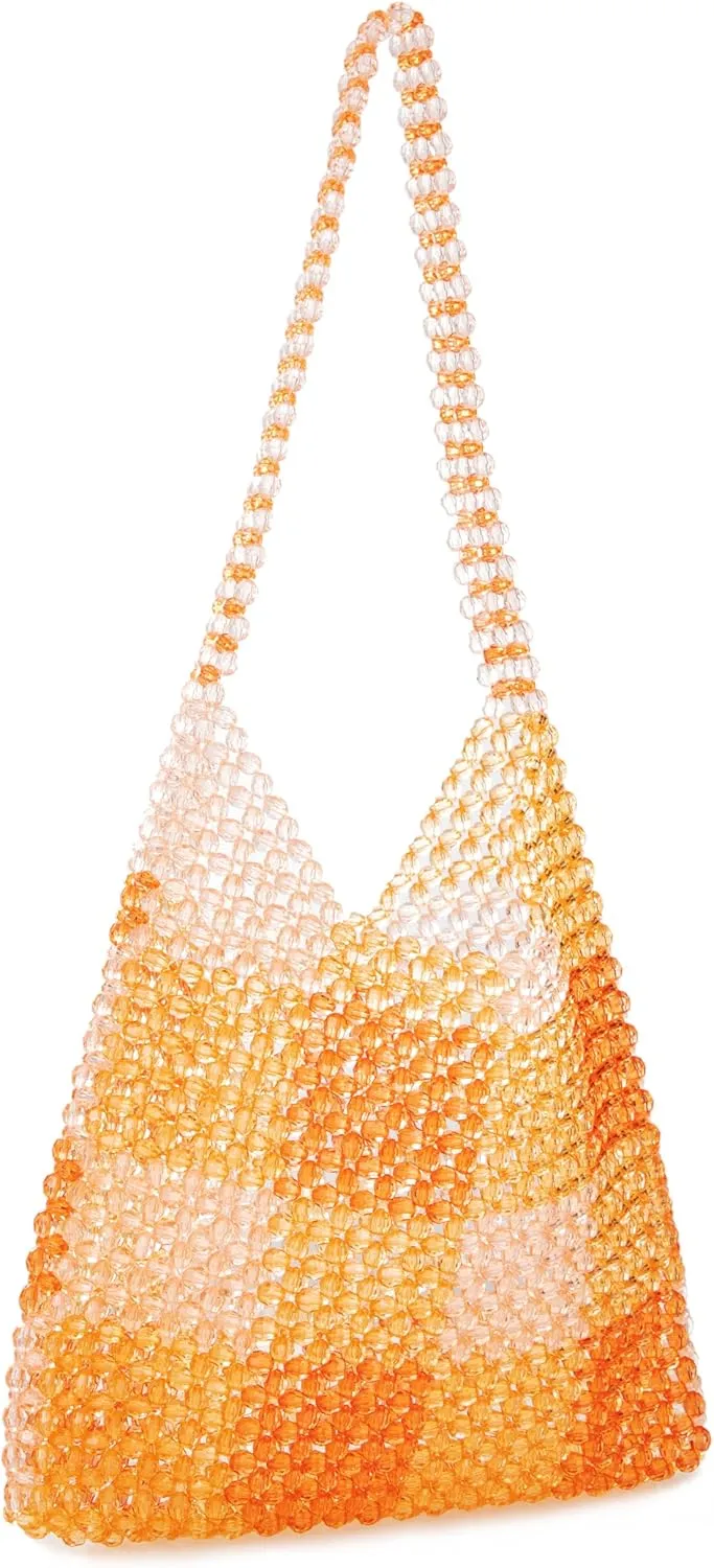 Acrylic Beaded Colorful Shoulderbag Transparent Underarm Purse Beach Bag for Party