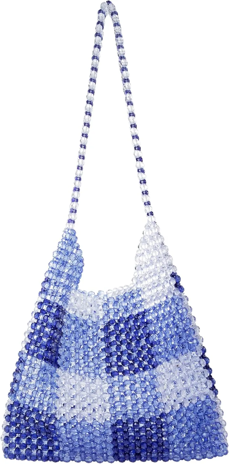 Acrylic Beaded Colorful Shoulderbag Transparent Underarm Purse Beach Bag for Party