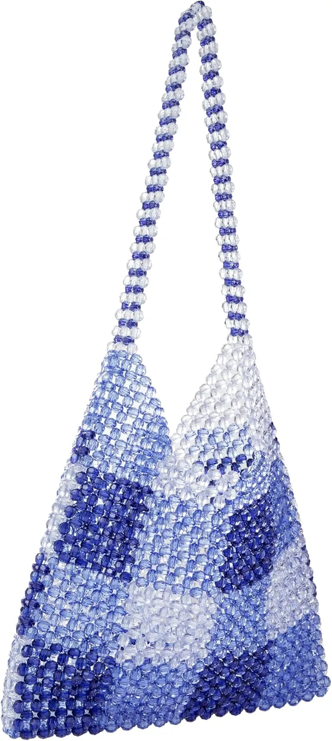 Acrylic Beaded Colorful Shoulderbag Transparent Underarm Purse Beach Bag for Party