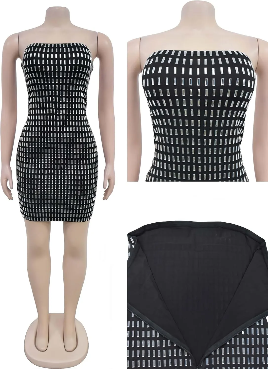 Adjustable Straps Rhinestone Bodycon Dress for Women Special OCasions