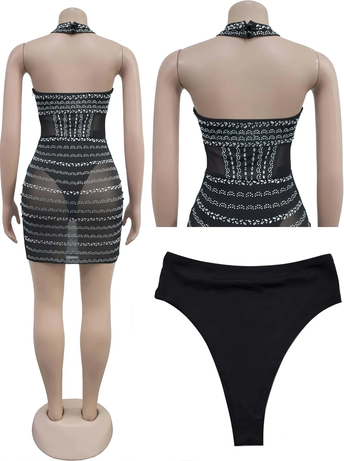 Adjustable Straps Rhinestone Bodycon Dress for Women Special OCasions