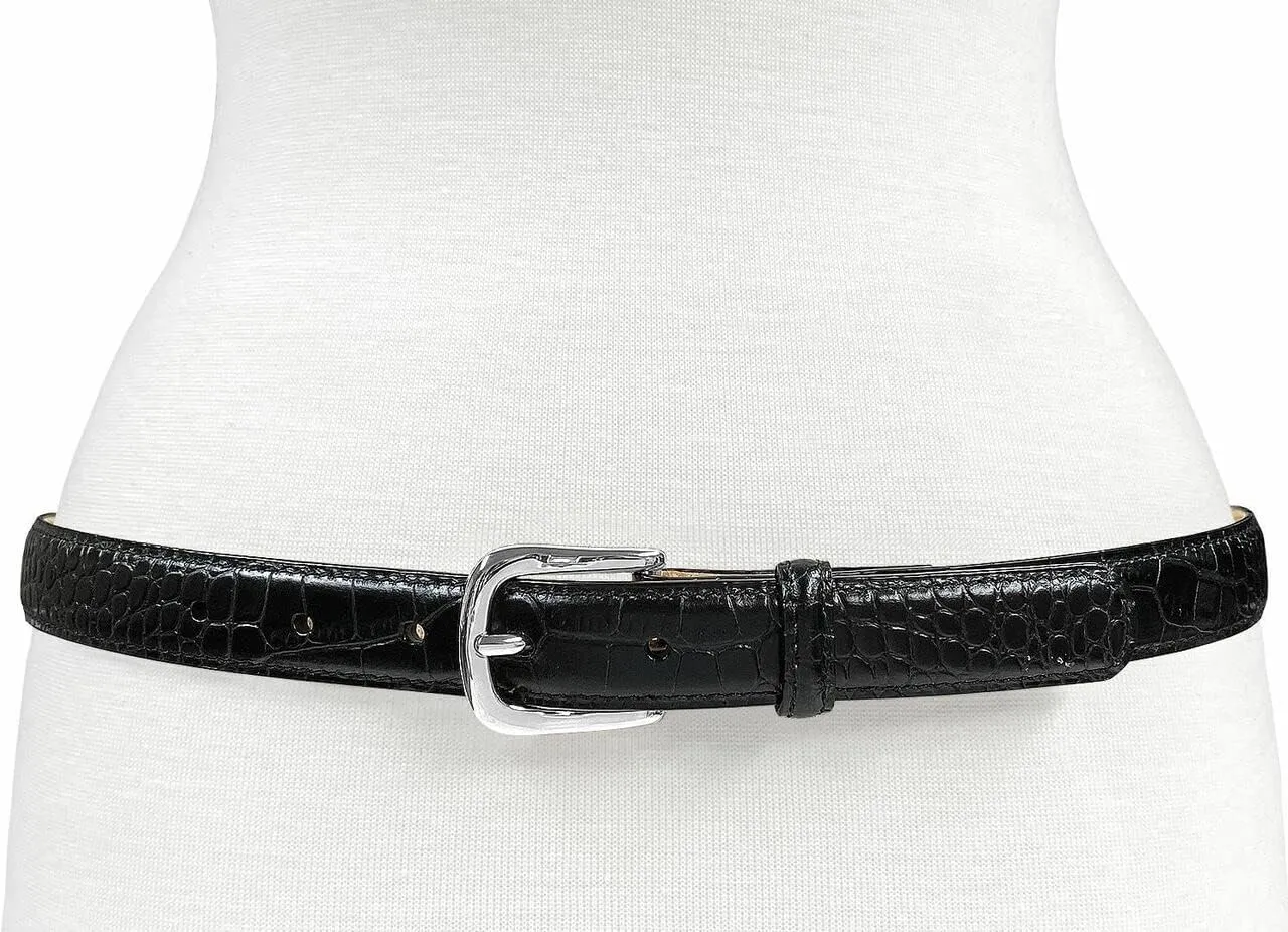 AE354 / A274 Genuine Full-Grain Cowhide Leather Dress Belt Nickel Finish Buckle 1-3/8''(35mm) Wide, 1"(25mm) Wide