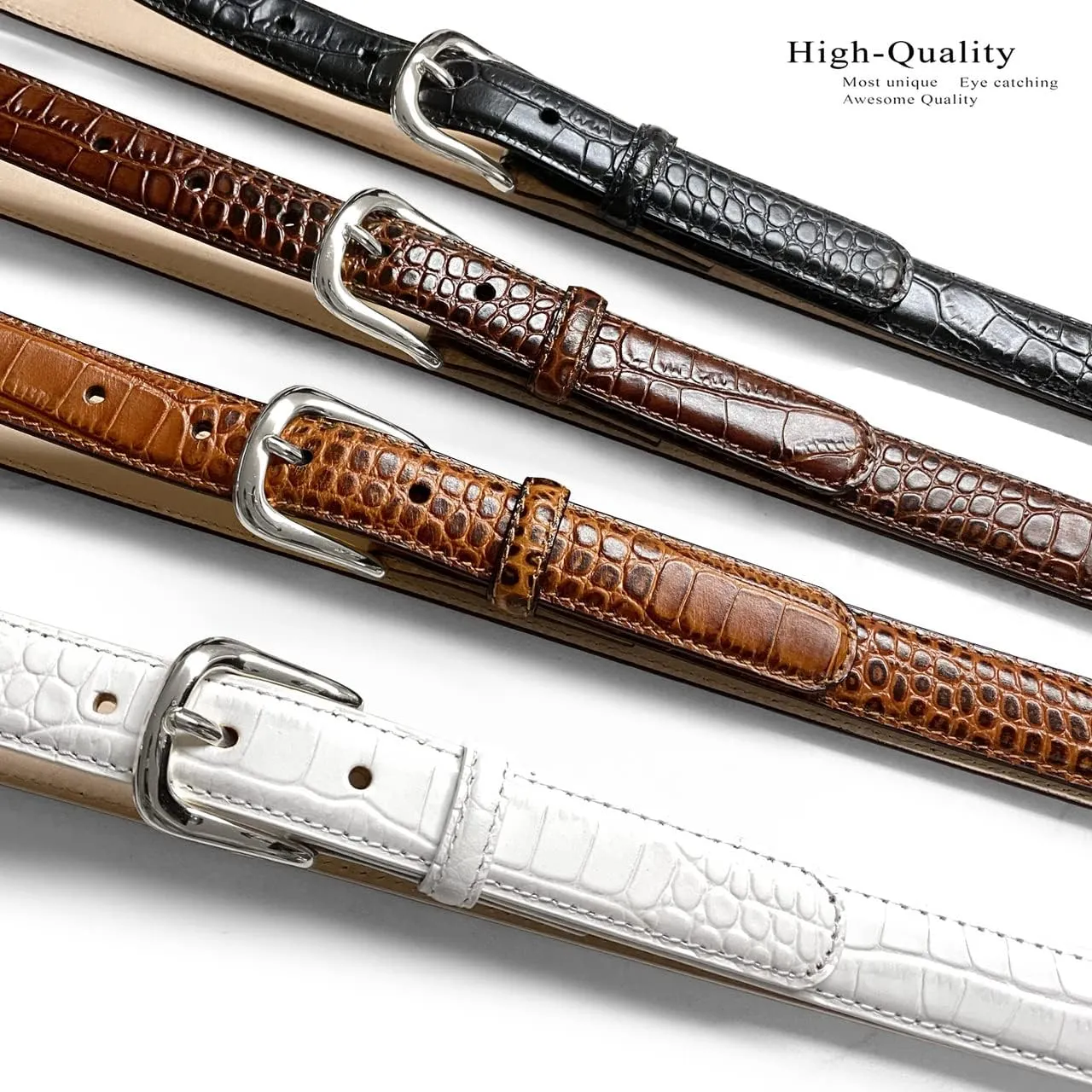 AE354 / A274 Genuine Full-Grain Cowhide Leather Dress Belt Nickel Finish Buckle 1-3/8''(35mm) Wide, 1"(25mm) Wide