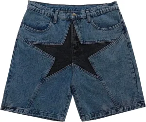 Aelfric Eden Unisex Star Patchwork Jorts Women Denim Shorts Men y2k Casual Baggy Streetwear Jeans Shorts