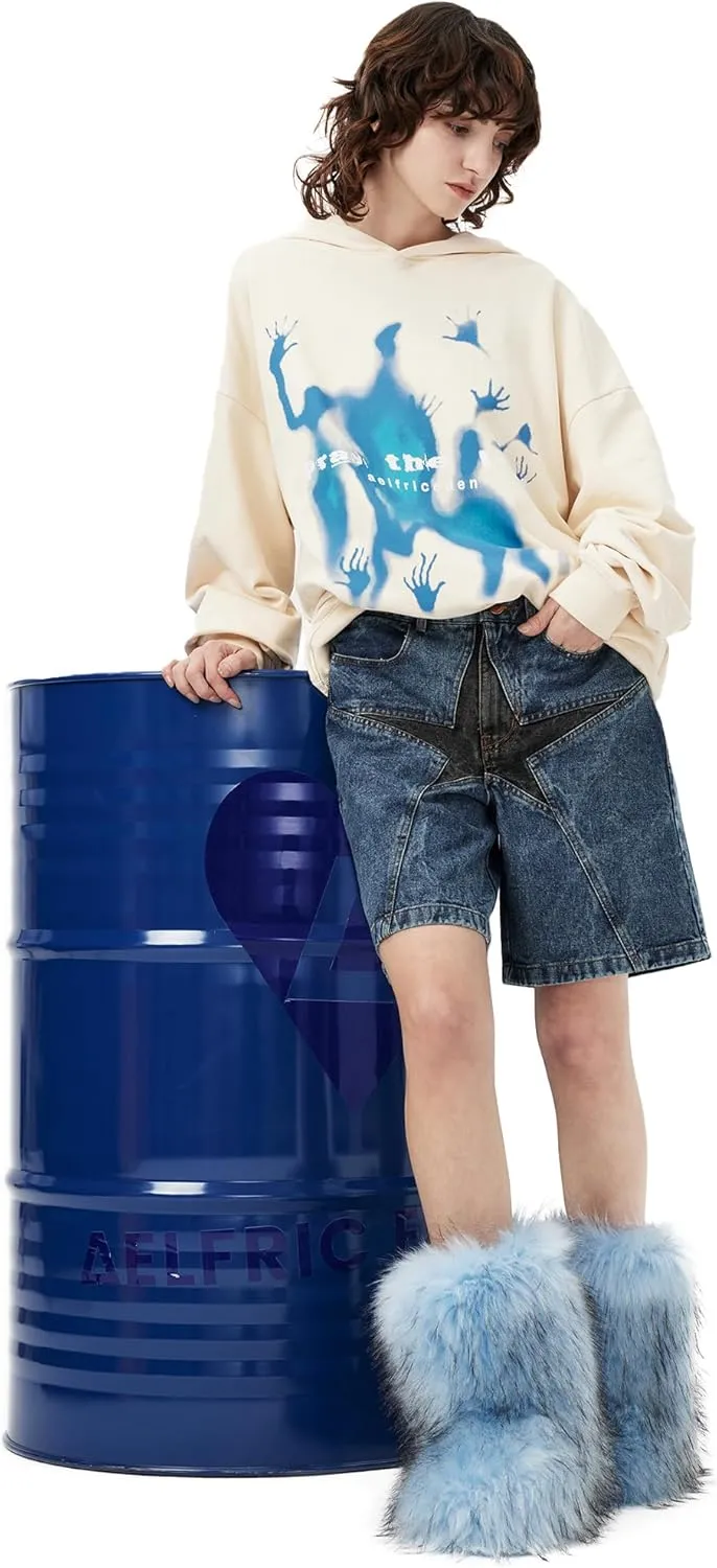 Aelfric Eden Unisex Star Patchwork Jorts Women Denim Shorts Men y2k Casual Baggy Streetwear Jeans Shorts