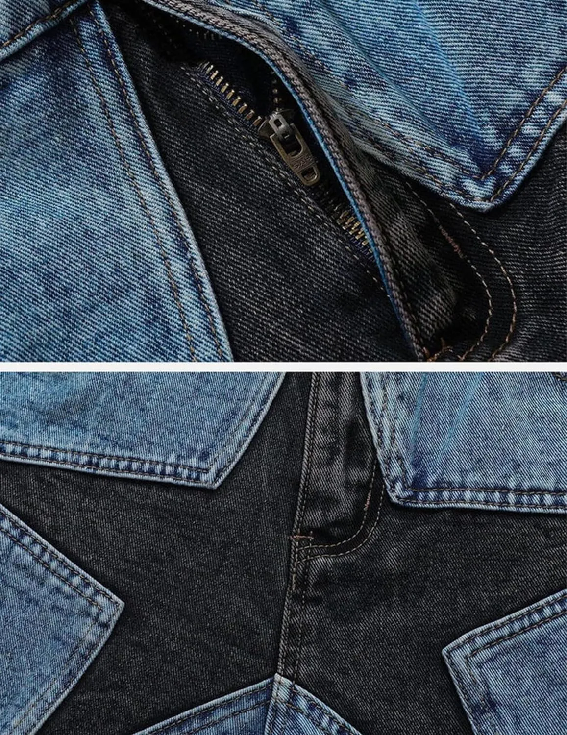 Aelfric Eden Unisex Star Patchwork Jorts Women Denim Shorts Men y2k Casual Baggy Streetwear Jeans Shorts