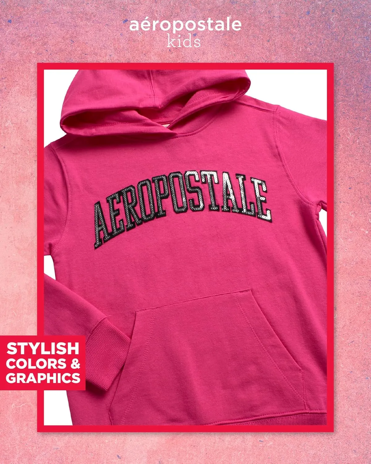 AEROPOSTALE Girls' Sweatsuit Set - 3 Piece Cozy Fleece Pullover Hoodie, Jogger Pants, and Graphic Tee for Girls (Sizes: 7-16)