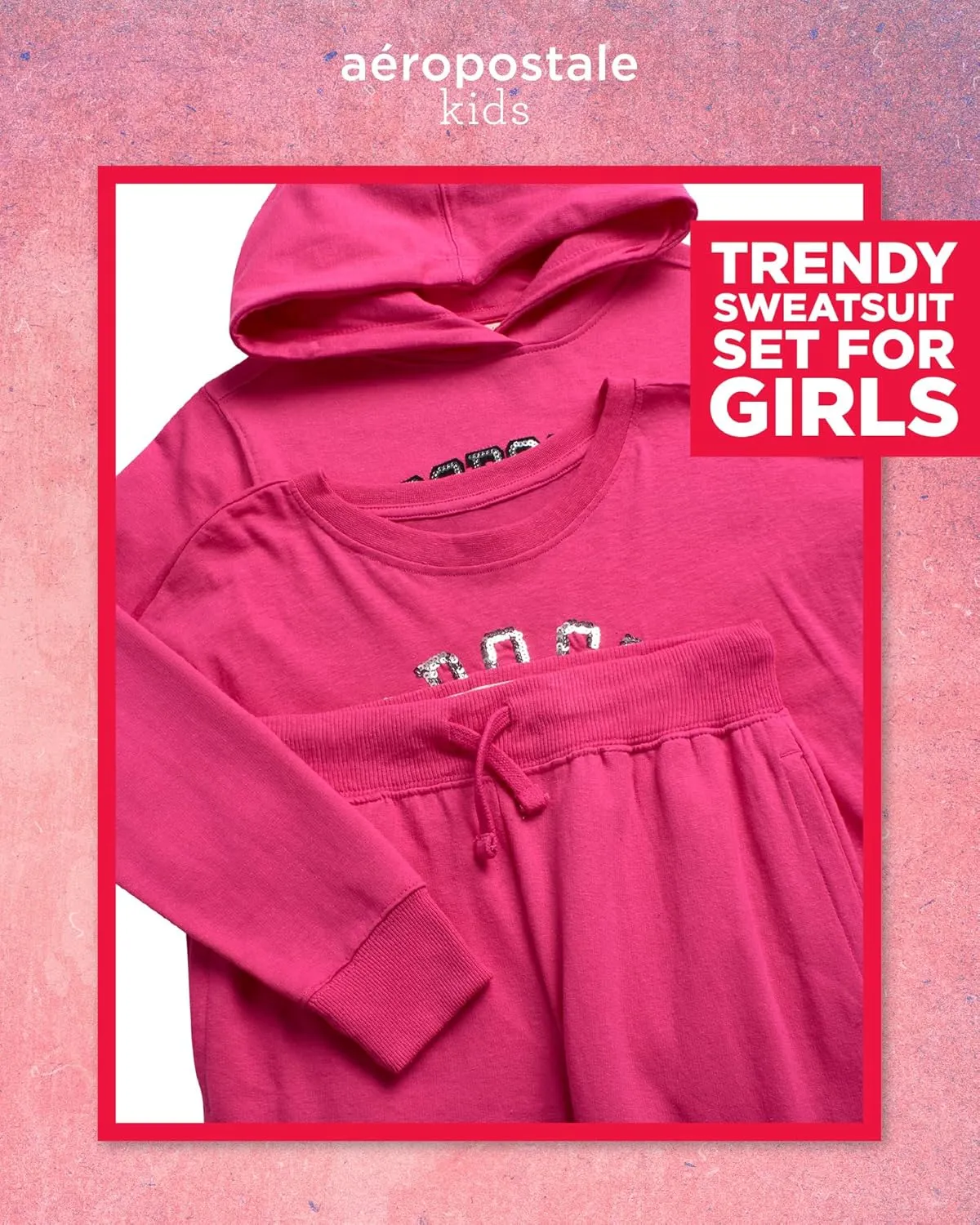 AEROPOSTALE Girls' Sweatsuit Set - 3 Piece Cozy Fleece Pullover Hoodie, Jogger Pants, and Graphic Tee for Girls (Sizes: 7-16)