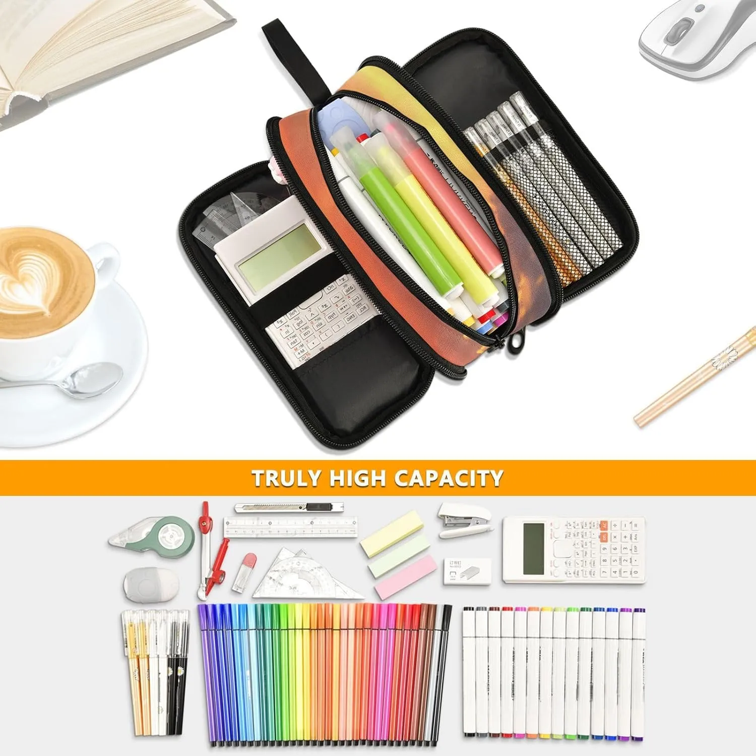 African Animals Pencil Case Box Boys Girls Large Pencil Pouch with Zipper Compartments Big Capacity Stationery Pen Bag Organizer for Kids Teens Adults School
