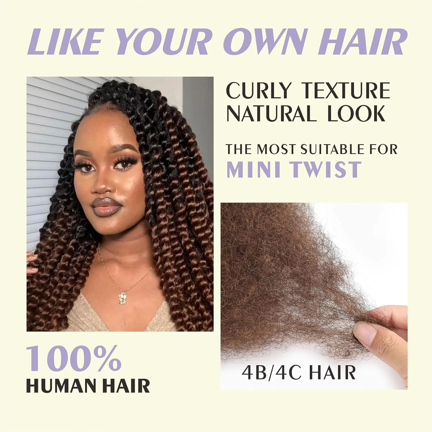 Afro Kinkys Bulk Human Hair for Dreadlocks Extensions Repair Locs, Twist Braiding 50g/pack Kinky-Curly Human Hair for Mini Twists, Micro Locs Extensions(4#,14 INCH)
