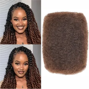 Afro Kinkys Bulk Human Hair for Dreadlocks Extensions Repair Locs, Twist Braiding 50g/pack Kinky-Curly Human Hair for Mini Twists, Micro Locs Extensions(4#,14 INCH)
