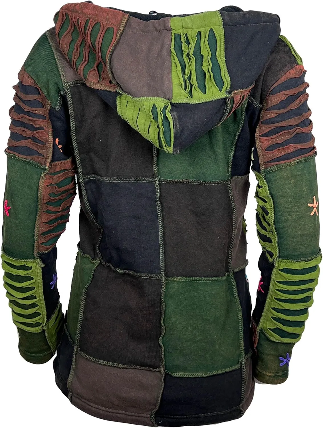 Agan Traders 2025 Spring Bohemian Gypsy Hippie Patchwork Fall Embroidered Jackets for Women - Fleece Insulated Zip Up Hoodies