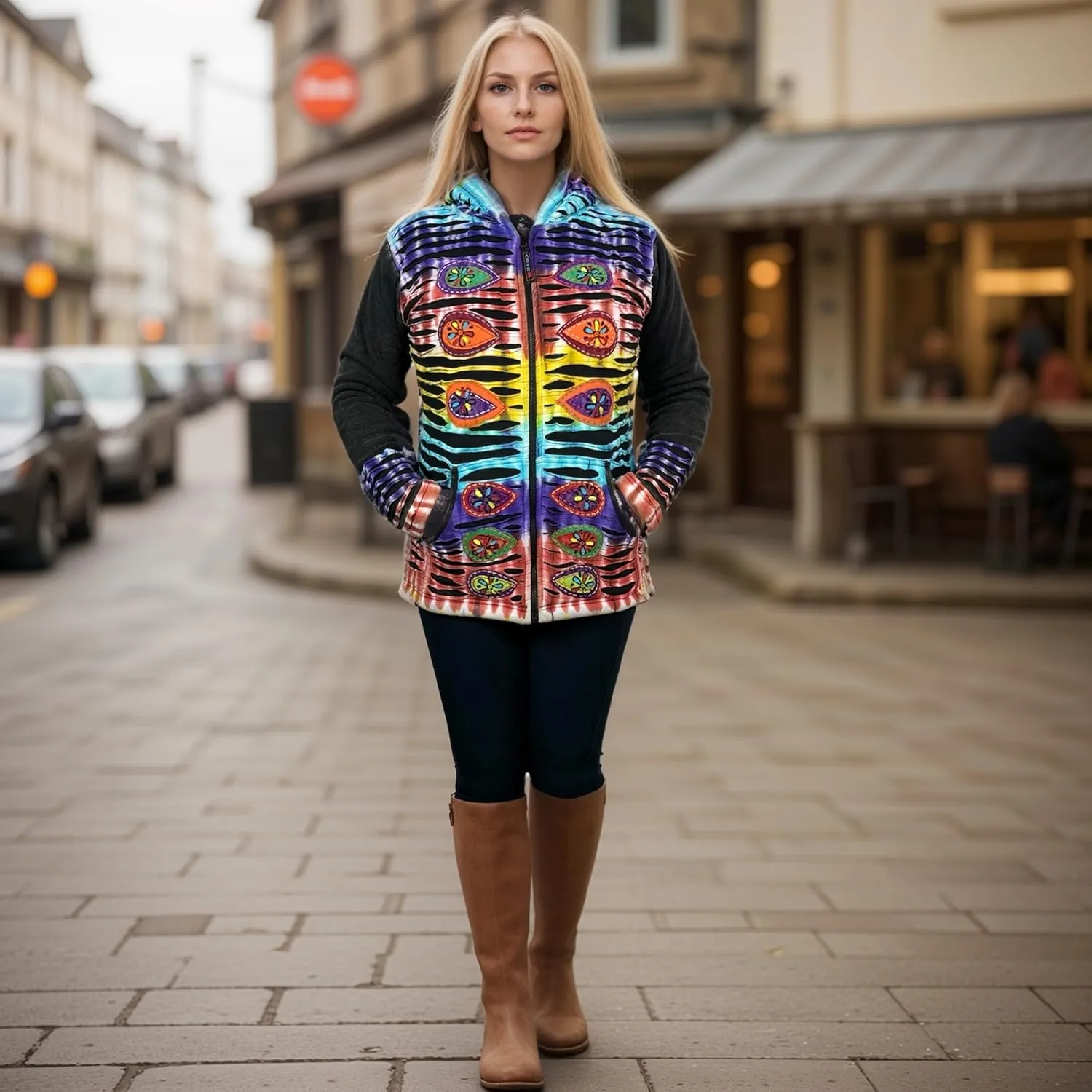 Agan Traders 2025 Spring Bohemian Gypsy Hippie Patchwork Fall Embroidered Jackets for Women - Fleece Insulated Zip Up Hoodies