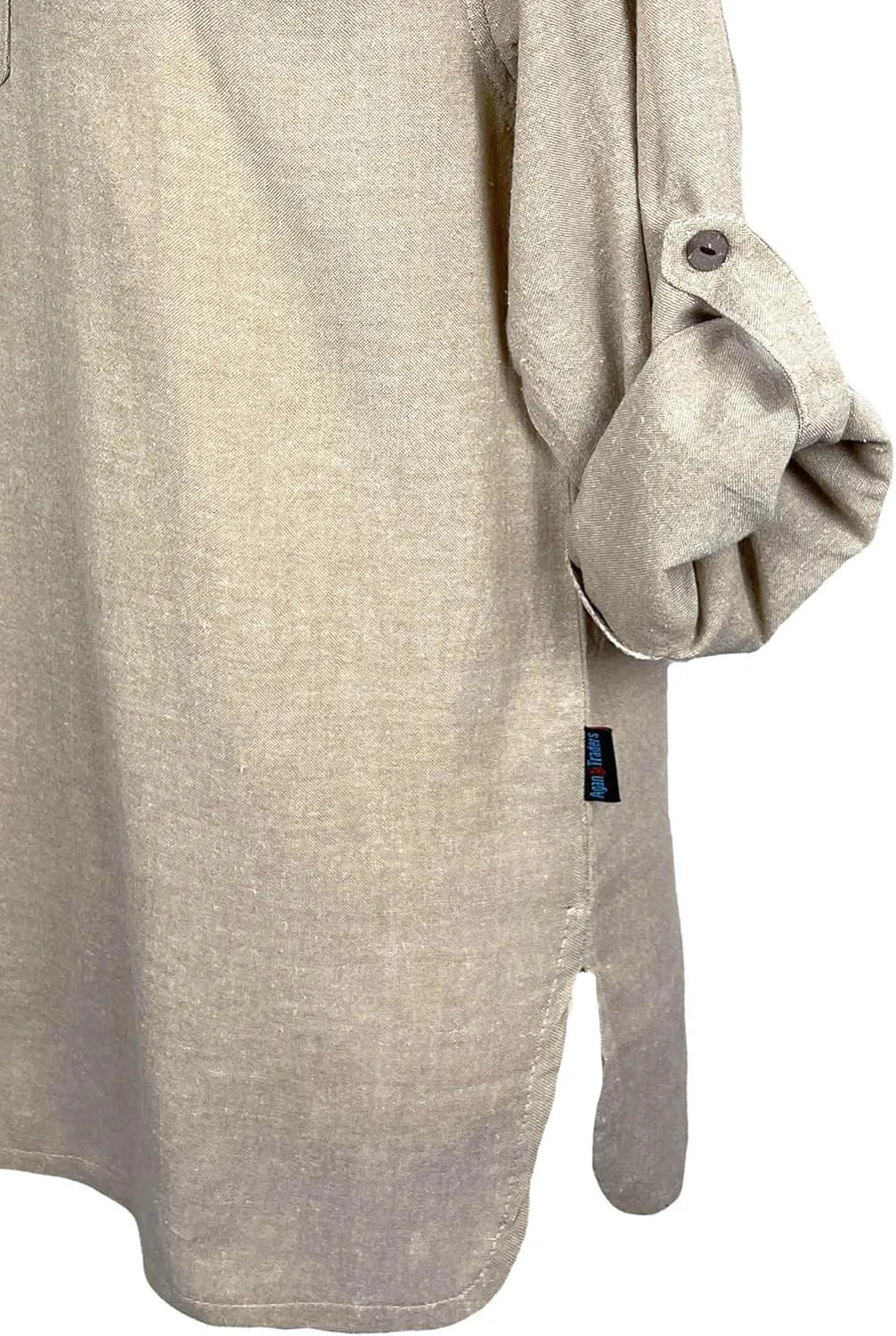 Agan Traders 2025 Spring Men's Patchwork Boho Hipster Cotton Henley Shirts - Granddad Collar Lightweight Short Kurta for Men