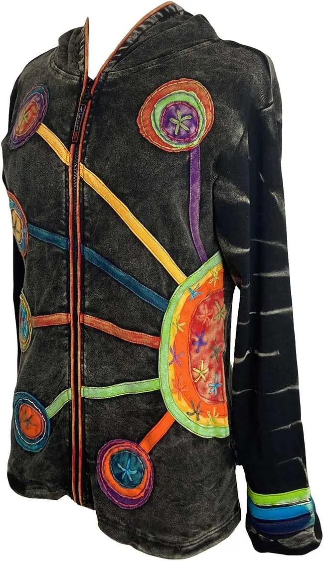 Agan Traders 2025 Summer Bohemian Zip Up Jackets for Women - Tie Dye Patch Distressed Women's Lightweight Hoodie Sweatshirts