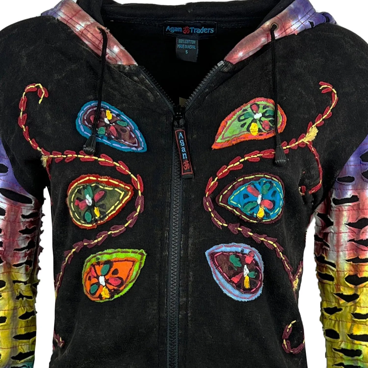 Agan Traders 2025 Summer Bohemian Zip Up Jackets for Women - Tie Dye Patch Distressed Women's Lightweight Hoodie Sweatshirts