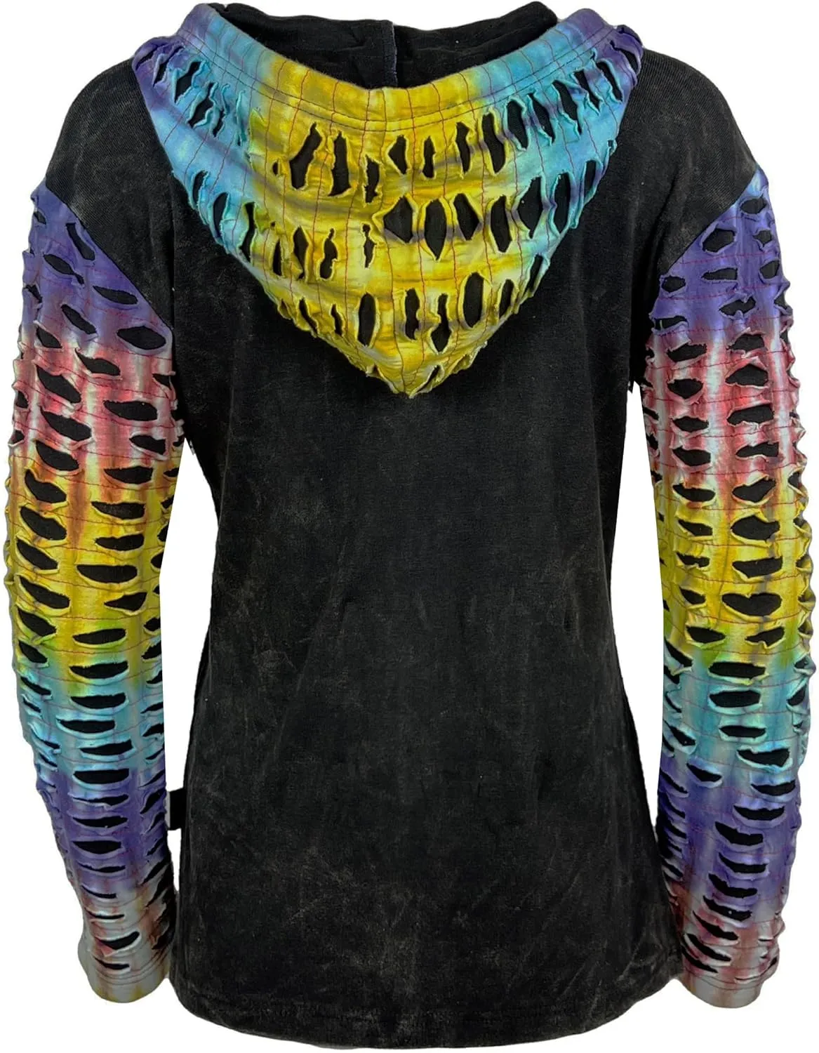 Agan Traders 2025 Summer Bohemian Zip Up Jackets for Women - Tie Dye Patch Distressed Women's Lightweight Hoodie Sweatshirts