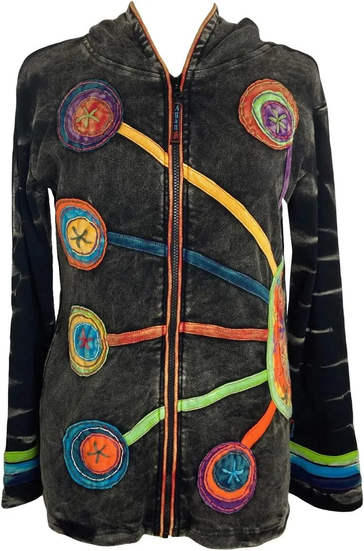 Agan Traders 2025 Summer Bohemian Zip Up Jackets for Women - Tie Dye Patch Distressed Women's Lightweight Hoodie Sweatshirts