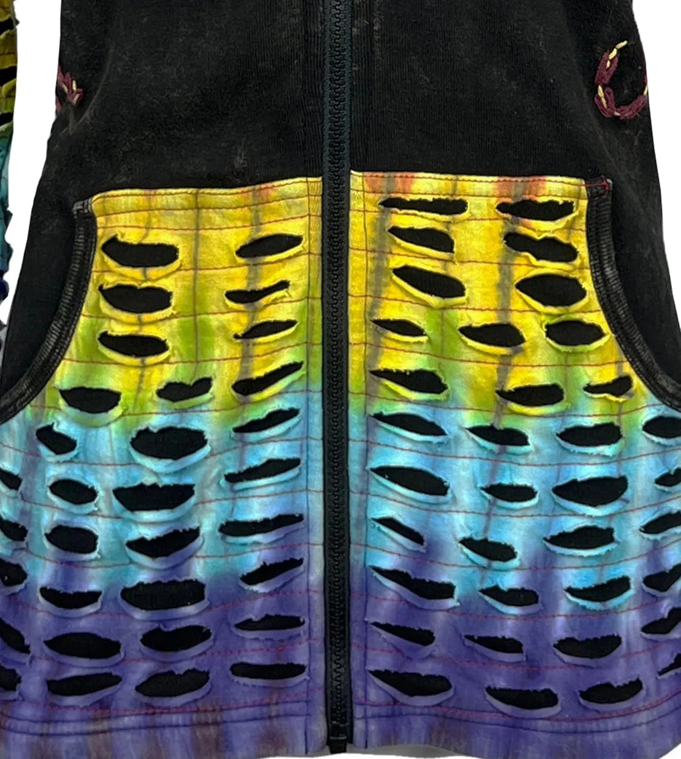 Agan Traders 2025 Summer Bohemian Zip Up Jackets for Women - Tie Dye Patch Distressed Women's Lightweight Hoodie Sweatshirts