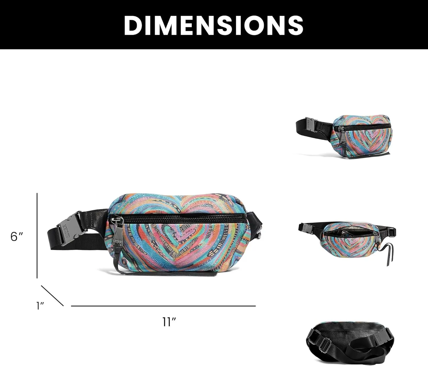 Aimee Kestenberg Milan Bum Bag - Crossbody Fanny Pack for Women - Small Leather Purse - Adjustable Belt or Shoulder Strap - Love Heart