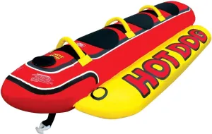 Airhead Hot Dog Towable | Multiple Models, Tube for Boating and Water Sports, Neoprene Seat Pads, Double-Stitched Full Nylon Cover, and Boston Valve for Convenient Inflating & Deflating