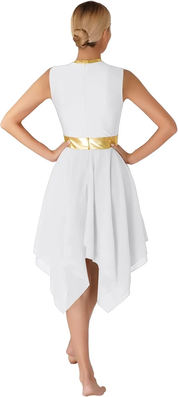 Aislor Womens Worship Praise Dance Dresses Color Block Sleeveless Lyrical Liturgical Dancewear