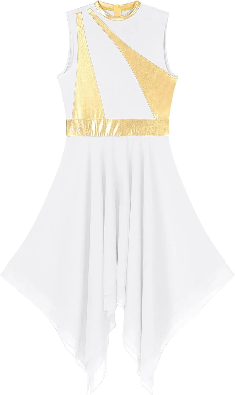 Aislor Womens Worship Praise Dance Dresses Color Block Sleeveless Lyrical Liturgical Dancewear