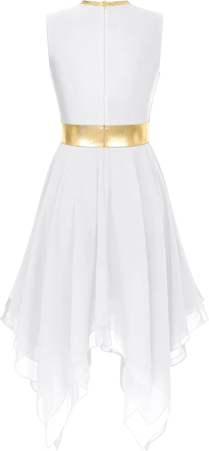 Aislor Womens Worship Praise Dance Dresses Color Block Sleeveless Lyrical Liturgical Dancewear