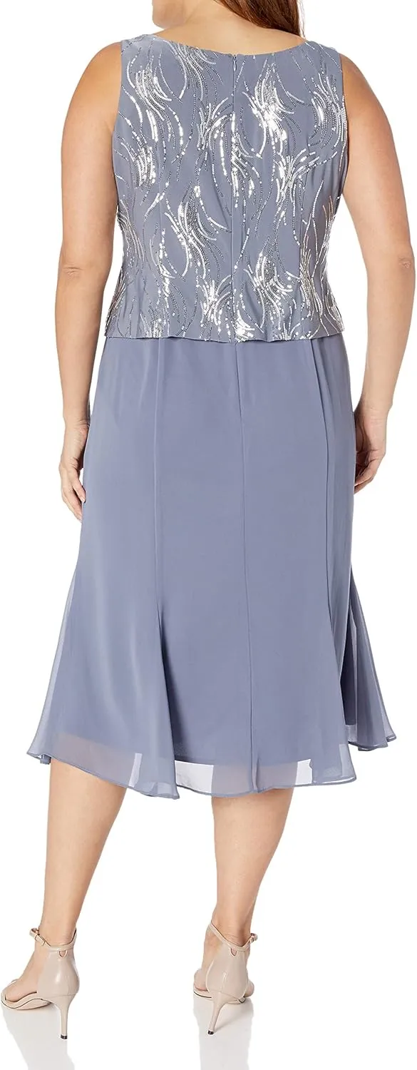 Alex Evenings Women's Tea Length Mother of The Bride Jacket Dress, Formal Events, Wedding Guest (Plus Size)