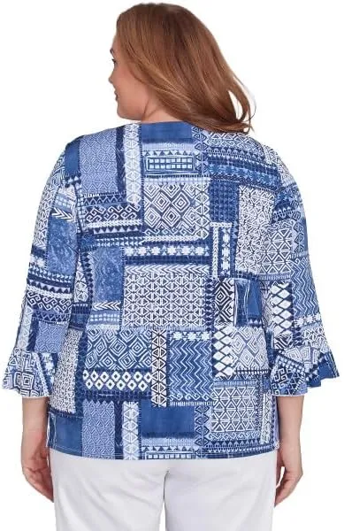 Alfred Dunner Women's Beaded Patchwork Top