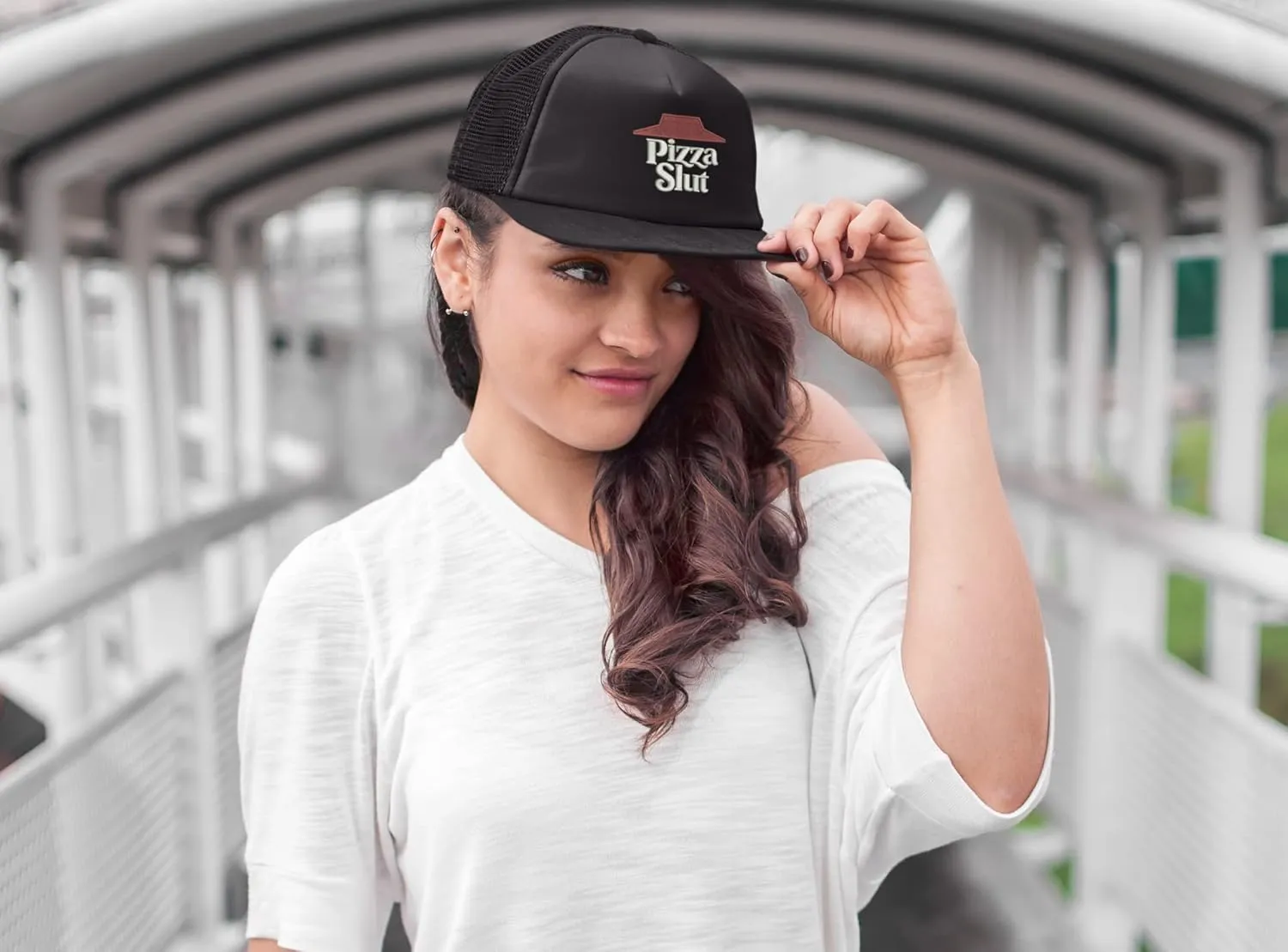 ALLNTRENDS Pizza Slut Trucker Hat Embroidered Adult Baseball Cap Adjustable Snapback