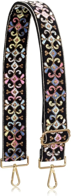 ALLZEDREAM Purse Strap Crossbody Replacement Handbag Shoulder Bag 2" Wide Adjustable Embroidered Lace Sequins