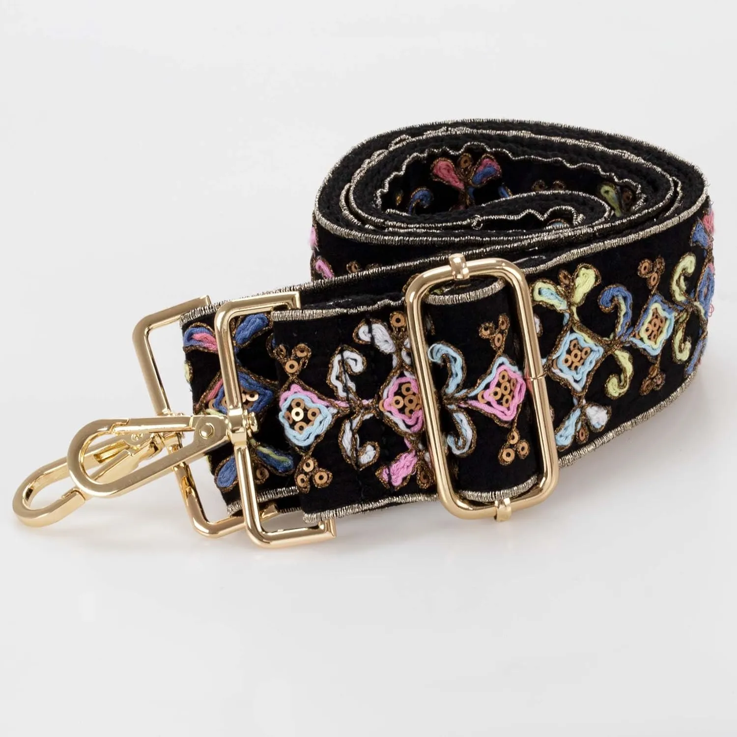 ALLZEDREAM Purse Strap Crossbody Replacement Handbag Shoulder Bag 2" Wide Adjustable Embroidered Lace Sequins