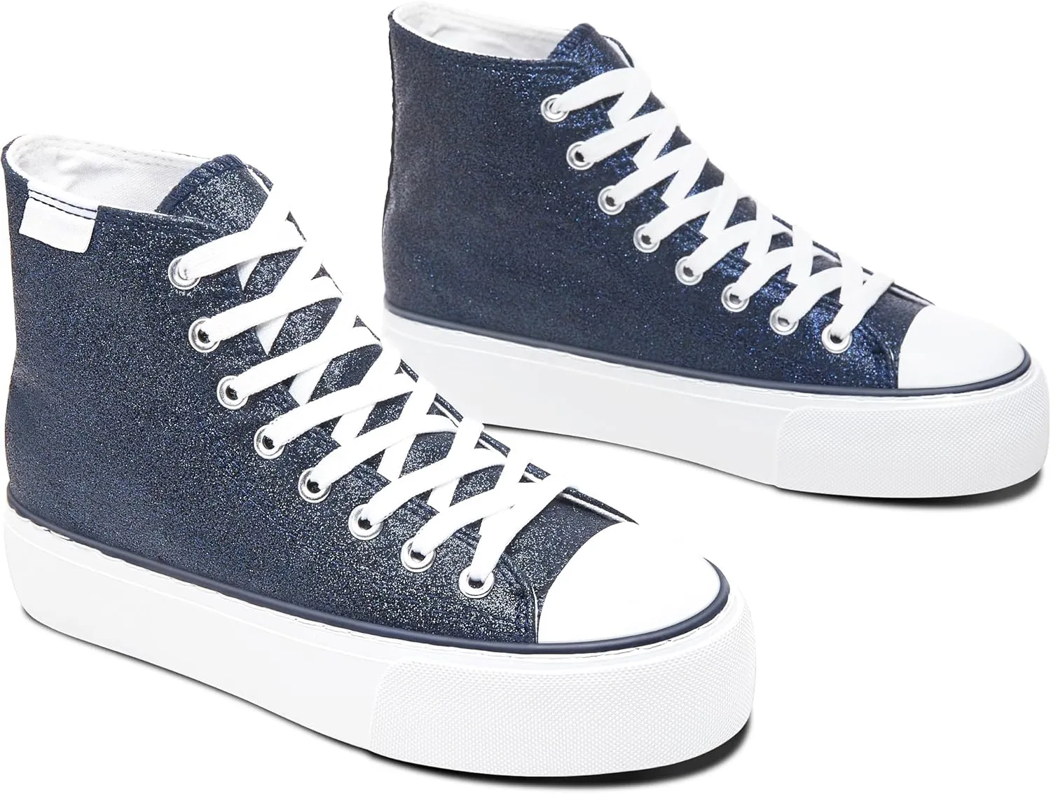 ALTOCIS Glitter Platform Fashion Sneakers,Sparkly Bling Mid Calf Sneaker for Women,Cute Comfortable Platform High Top Sneakers