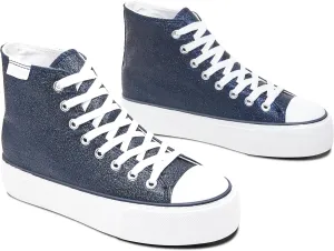 ALTOCIS Glitter Platform Fashion Sneakers,Sparkly Bling Mid Calf Sneaker for Women,Cute Comfortable Platform High Top Sneakers