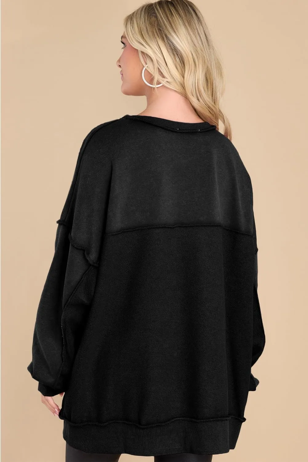 AlvaQ Women's Oversized Sweatshirt Casual Long Sleeve Button Henley Neck Pullover Tunic Tops Outfits