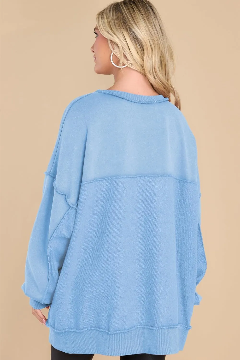AlvaQ Women's Oversized Sweatshirt Casual Long Sleeve Button Henley Neck Pullover Tunic Tops Outfits