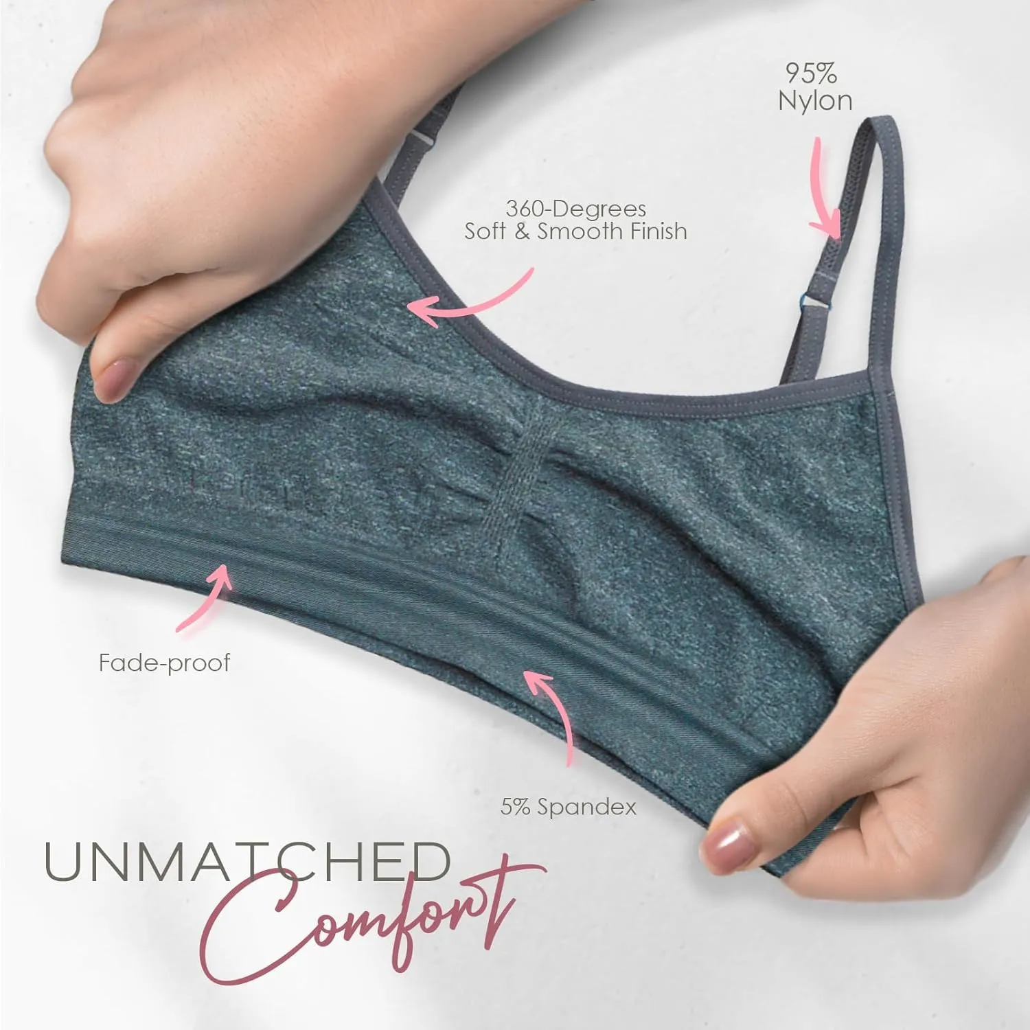 Alyce Intimates Girls and Teens Seamless Cami Training Bra - Pack of 7