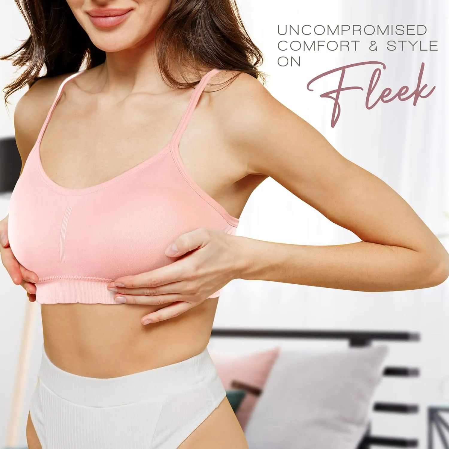 Alyce Intimates Seamless Womens Bra, Pack of 5- Lightly Padded Bra with Removable Cups- Wireless Racerback Bralette